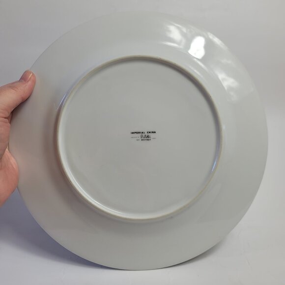 FOUR Imperial China Whitney Dinner Plates White Gray Band Leaf Scrolls W. Dalton - Picture 15 of 15